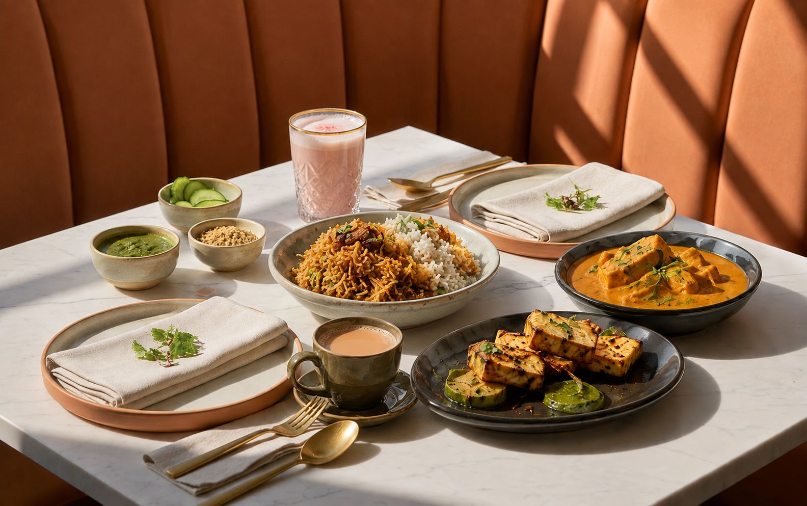 Masala chai with Indian dishes